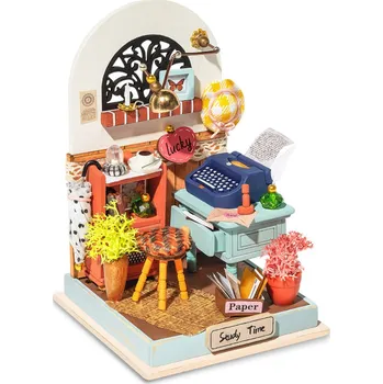 ostatní stavebnice RoboTime 3D dřevěná skládačka Miniatura domečku Studovna s psacím strojem