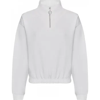 Dámská mikina Just Hoods Zkrácená dámská roláková mikina do pasu se 1/4 zipem Barva: Bílá, Velikost: XXS JH037