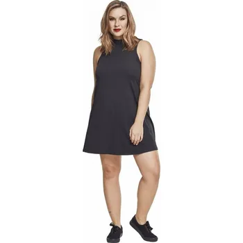 Dámské šaty Strečové áčkové šaty Urban Classics se stojáčkem 210 g/m Barva: Černá, Velikost: 3XL
