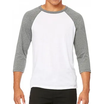 Bella+Canvas Baseballové unisex triko se 3/4 kontrastními rukávy Barva: bílá - šedý melír, Velikost: XL CV3200
