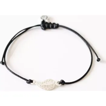 Náramek Boho Design | Náramek List a černý satén - Bohodesign 0151379