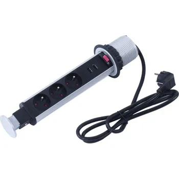 Elektrická zásuvka Zásuvková věž 3xzásuvka 2xUSB 230V, RAL9006