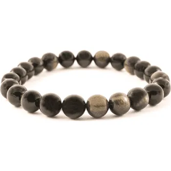 Náramek Milujeme Kameny Obsidián zlatý - náramek kulička NK162 Ø 4 mm 17109