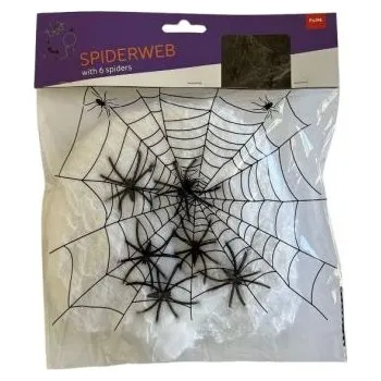 Party dekorace Pavučina bíla 20g + 6 pavouků - Halloween