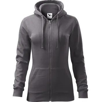 Dámská mikina MALFINI Dámská celopropínací mikina Trendy Zipper s kapucí s podšívkou 65% bavlny Barva: šedá ocelová, Velikost: L