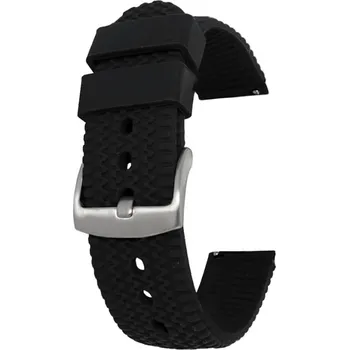 Řemínek na hodinky Černý strukturovaný silikonový řemínek na hodinky - 22