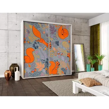 Šatní skříň Skříň PENELOPA 205 veverky, dekor korpusu dub sonoma