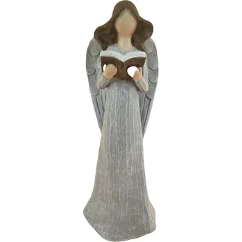 Vánoční dekorace Anděl stojící šedý klasická křídla 25 cm