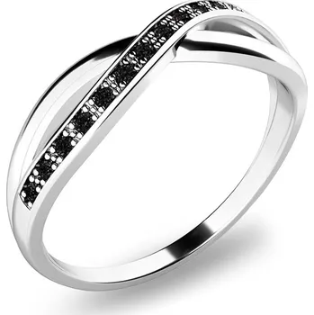 Prsten Dámský prsten přírodní diamant 0.090 ct černé brilianty bílé zlato 140013B-DIA-Black velikost 47