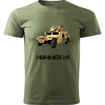 Chlapecké tričko vojenské tričko Hummer H1 khaki 158 (tričko s vojenskou technikou )