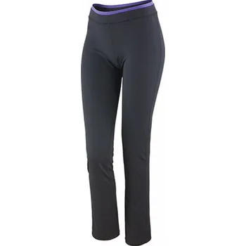 Dámské legíny SPIRO Rovné dámské fitnes legíny s kontrastním lemem Barva: černá - fialová levandulová, Velikost: XXL (18) RT275F