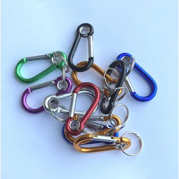 Karabina hliníková s kroužkem na klíče, černá, 6 x 60 mm, nosnost 10 kg