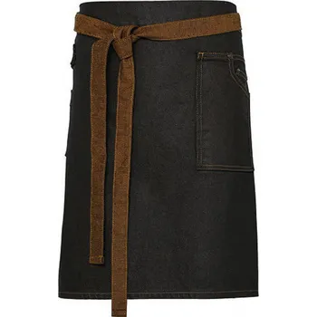 Kuchyňská zástěra Premier Workwear Pevná denimová pracovní zástěra s voskovaným vzhledem 350 g/m Barva: černá - hnědá denim, Velikost: 70 x 50 cm PW135