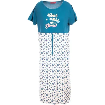 Dámská noční košile Výprodej-Noční košile Think outsite the box - modrozelená Velikost: M