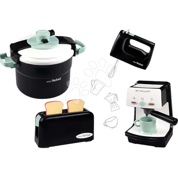 Dětská kuchyňka Set kuchyňských spotřebičů Tlakový hrnec Tefal Clipso Pressure Cooker Smoby s toustovačem a ruční mixér s elektronickým Espresso kávovarem