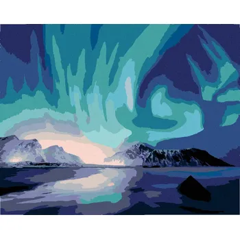 Diamondi Diamantové malování - POLÁRNÍ ZÁŘE NAD MOŘEM Rozměr: 40x50 cm, Rámování: bez rámu a bez vypnutí plátna