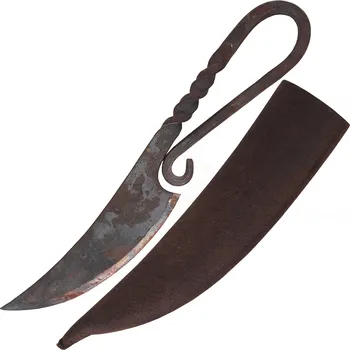 Replika zbraně Deepeka Užitkový nůž raného středověku s koženým pouzdrem