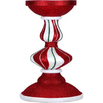 Svícen Svícen v červené, třpytivé barvě 23 cm