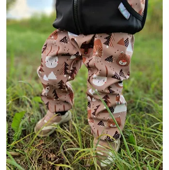 Dívčí kalhoty Yháček Softshellové kalhoty Yháček, jarní, Lišky a medvědi caffé Velikost: 116