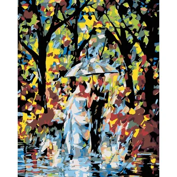 Diamondi Diamantové malování - NEVĚSTA S ŽENICHEM V DEŠTI Rozměr: 40x50 cm, Rámování: bez rámu a bez vypnutí plátna