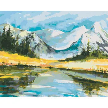 Hračka Diamondi Diamantové malování - ZASNĚŽENÉ HORY S JEZEREM Rozměr: 40x50 cm, Rámování: bez rámu a bez vypnutí plátna