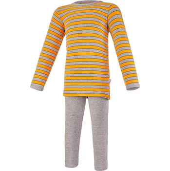 Chlapecké pyžamo Little Angel pyžamo DR smyk Outlast® - pruh šedooranžový/šedý melír Velikost: 116