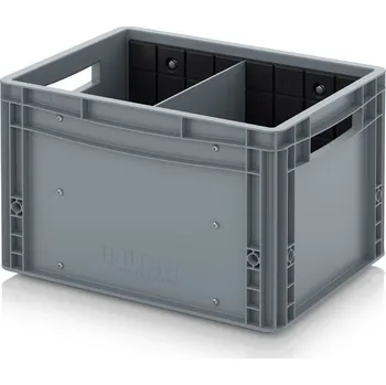 paleta Euro přepravka S příčnou dělicí stěnou 40 x 30 x 27 cm - Stříbrošedá - materiál: PP - EG GEF QT 4327