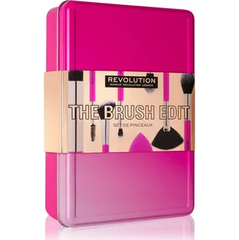Kosmetický štětec Makeup Revolution The Brush Edit štětec na obočí 1 ks + velký štětec na oční stíny 1 ks + kulatý štětec na oční stíny 1 ks + štětec na rozjasňovač 1 ks + konturovací štětec 1 ks + vějířový štětec 1 ks + oválný štětec na pudr 1 ks + make-up houbička 1 ks