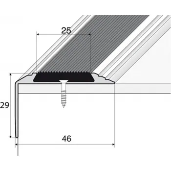Küberit Schodová hrana 46 x 30 mm s protiskluzovou gumou Barva: bronz E03, Délka: 120 cm