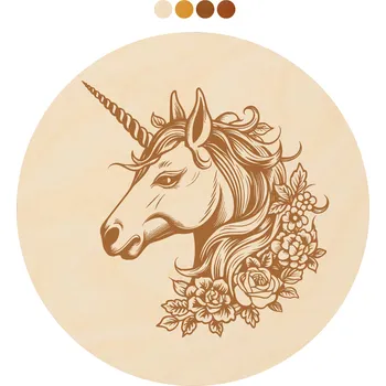 Podtácek WoodenPuzzle.cz Kulatý dřevěný podtácek s motivem - Jednorožec Počet: 1 kus