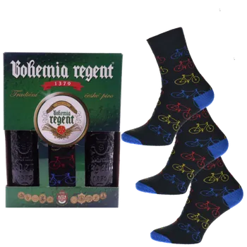 Pánské ponožky Dárkový set - 2 Piva Bohemia Regent + 3x Ponožky Kolo - velikost 43-46 (Velikost 43-46)