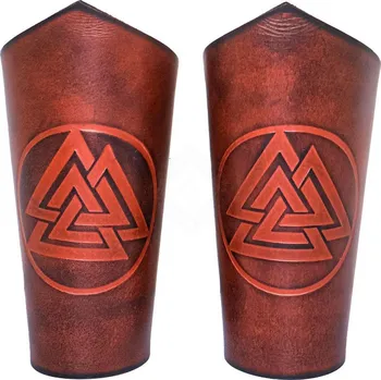 Karnevalový kostým Výprodej Kožené nátepníky s ražbou třech trojúhelníků Valknut - Outlet