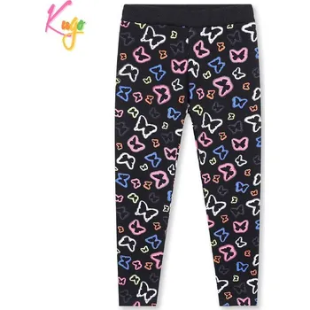 Dívčí zateplené legíny KUGO YL1041, černé (teplé dívčí legíny s motýly)