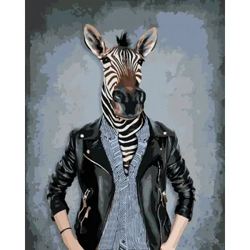 Hračka Diamondi Diamantové malování - ZEBRA V OBLEČENÍ Rozměr: 40x50 cm, Rámování: bez rámu a bez vypnutí plátna