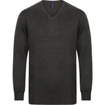 Henbury Pánský lehký svetr do V H720 Grey Marl XXS