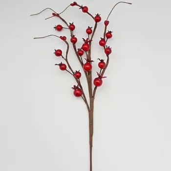 Větev bobule umělá 30cm červená