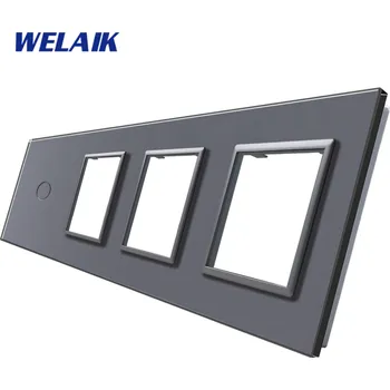vypínač WELAIK čtyřnásobný skleněný panel 1+zás+zás + zás - tmavě šedý