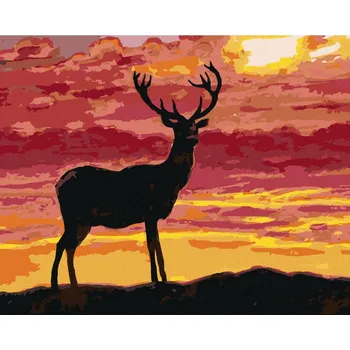 Hračka Diamondi Diamantové malování - JELEN A ZÁPAD SLUNCE Rozměr: 40x50 cm, Rámování: bez rámu a bez vypnutí plátna