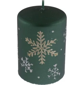 Svíčka Svíčka válec 70x100mm Frost, Metalic Mat, tm.zelená