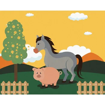 Hračka Diamondi Diamantové malování - PRASE S KONÍKEM NA PASTVĚ Rozměr: 40x50 cm, Rámování: bez rámu a bez vypnutí plátna