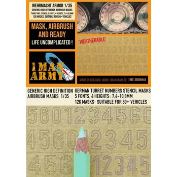 Plastikový model 1ManArmy 1/35 GERMAN Turret Numbers Stencil Airbrush mask