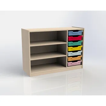 Komoda TVAR v.d. Klatovy Skříňka se dvěma policemi a 7 plastovými zásuvkami