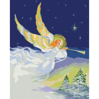 Diamondi Diamantové malování - VÁNOČNÍ ANDĚL SE ZLATÝMI KŘÍDLY Rozměr: 40x50 cm, Rámování: bez rámu a bez vypnutí plátna