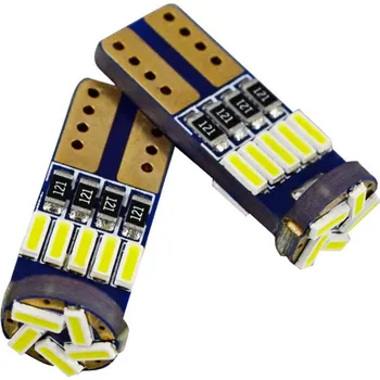 Autožárovka LED 2x T10 W5W 4014-15 Can Bus - 2x 12V LED žárovka 5W do auta s předním i bočním svitem, patice T10 W5W, CAN BUS