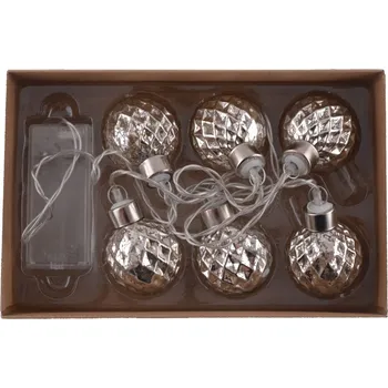 Vánoce Světýlka 6L/100cm Baňky, stříbrné