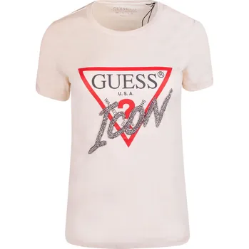 Dámské oblečení GUESS DÁMSKÉ TRIČKO T-SHIRT SS CN ICON TEE BRIGHT PEACH W3BI42I3Z14 G1F8 Velikost: M