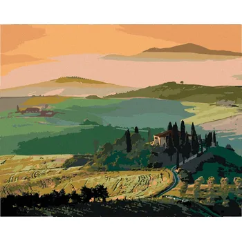 Hračka Diamondi Diamantové malování - TOSKÁNSKÁ KRAJINA A VÝCHOD SLUNCE Rozměr: 40x50 cm, Rámování: bez rámu a bez vypnutí plátna