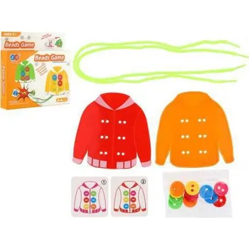 Hračka pro nejmenší Teddies Přišívání knoflíků/proplétání provázků edukační hra