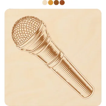 Podtácek WoodenPuzzle.cz Čtvercový dřevěný podtácek s motivem - Mikrofon Počet: 1 kus