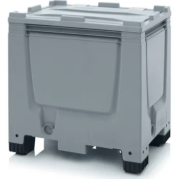 paleta Big boxy včetně víka s panty 80 x 60 x 93 cm, 4 nohy - Stříbrošedá - materiál: 1 A nový materiál HD-PE - BBG 86 SA